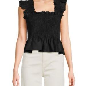 Hill House Black Ruffled Blouse
